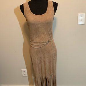 Suede nude stretch dress